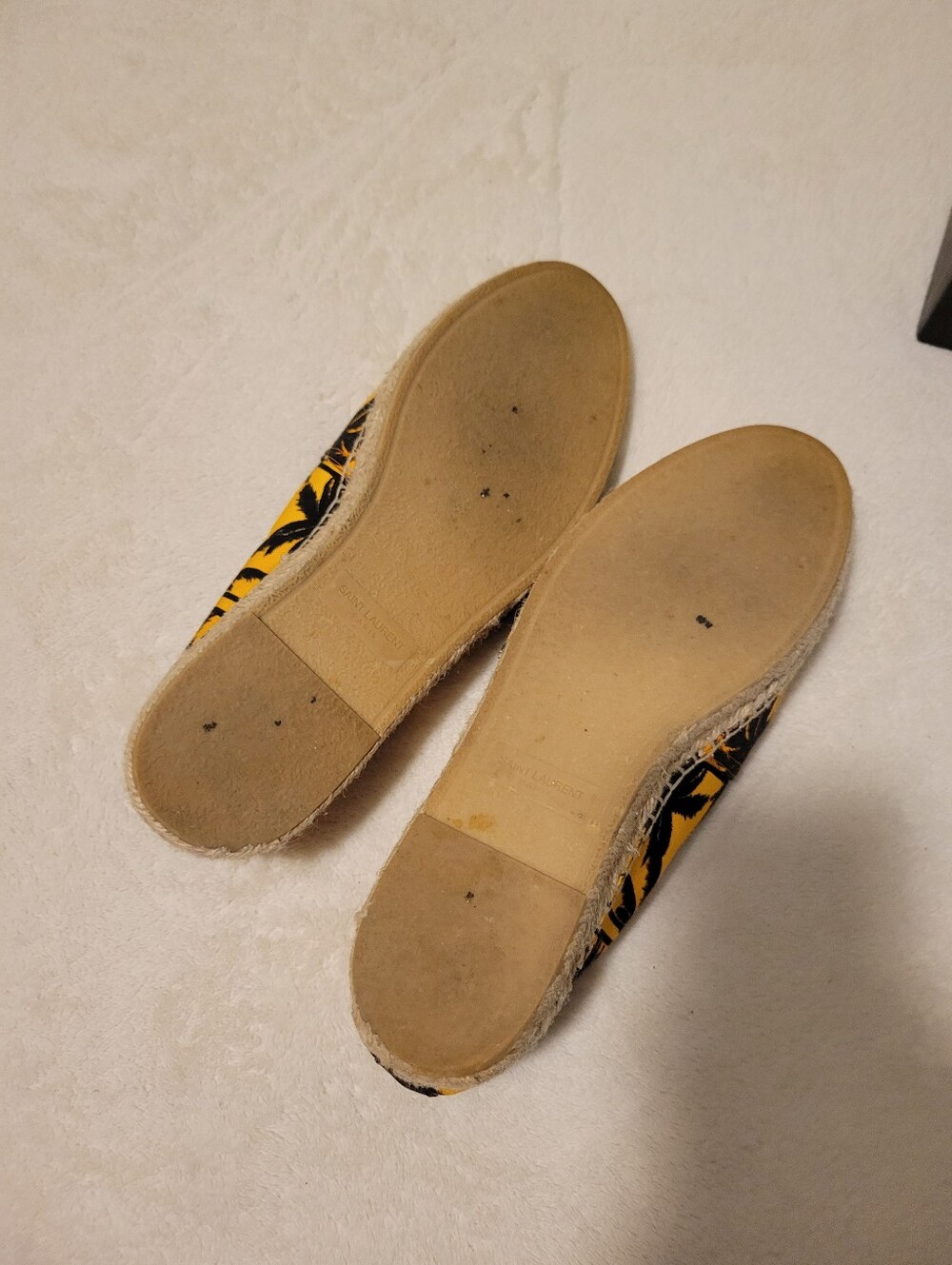 Saint Laurent Yellow and Black Palm-Print Espadrille Slip-Ons - size 42.5 - Picture 3 of 7